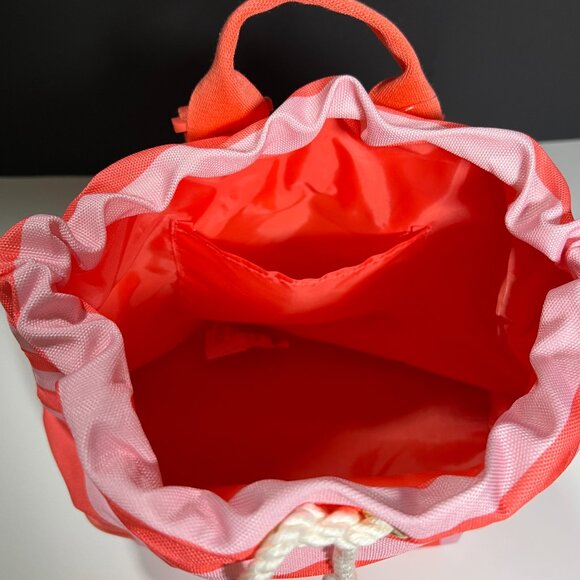 Victoria Secret Backpack Cooler Pocket Beach Bag Logo Drawstring Stripped Pink - Picture 11 of 14